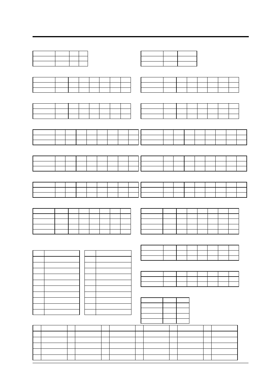 Programming tables | Panasonic KX-T206E User Manual | Page 35 / 40