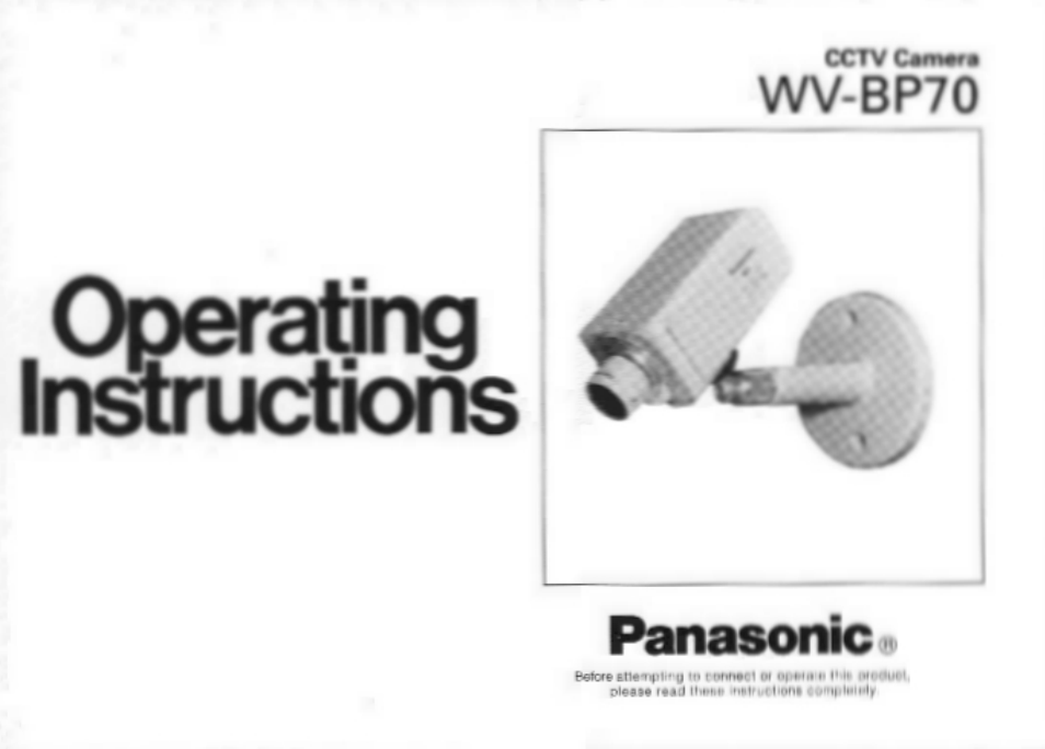 Panasonic WV-BP70 User Manual | 18 pages