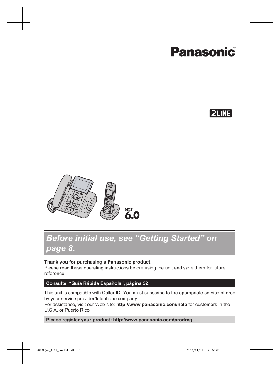 Panasonic KX-TG9471 User Manual | 64 pages