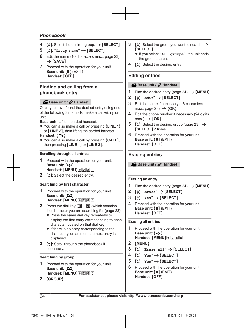 Panasonic KX-TG9471 User Manual | Page 24 / 64