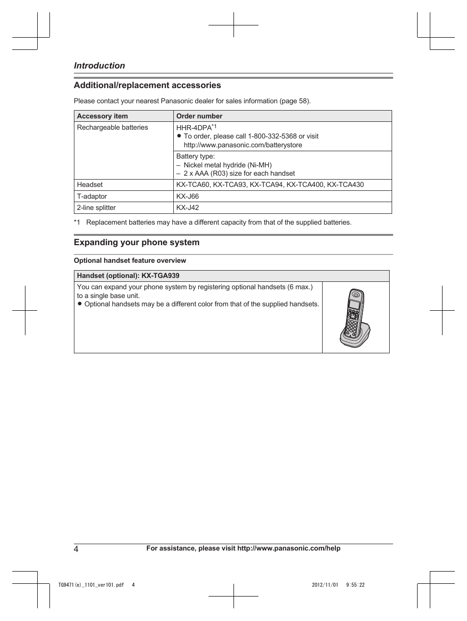 Panasonic KX-TG9471 User Manual | Page 4 / 64