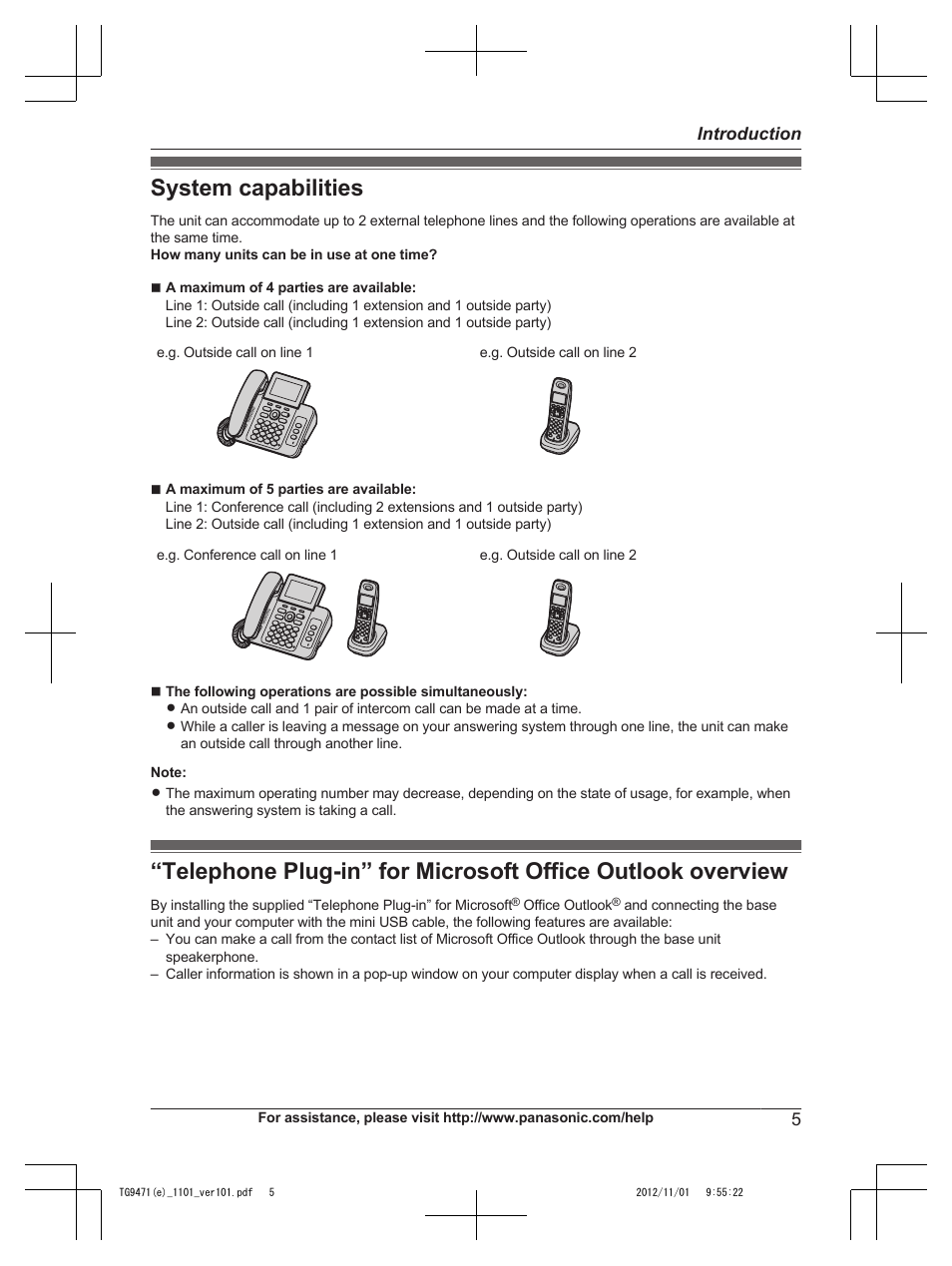 System capabilities | Panasonic KX-TG9471 User Manual | Page 5 / 64