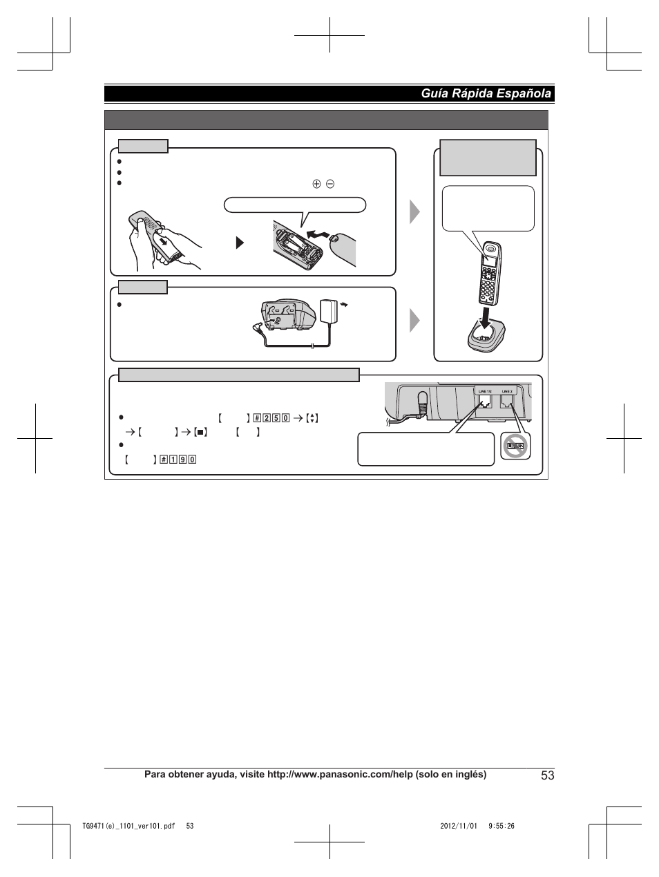 Instalación, 53 guía rápida española | Panasonic KX-TG9471 User Manual | Page 53 / 64