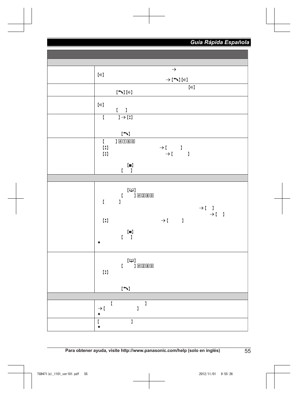 Operaciones básicas | Panasonic KX-TG9471 User Manual | Page 55 / 64