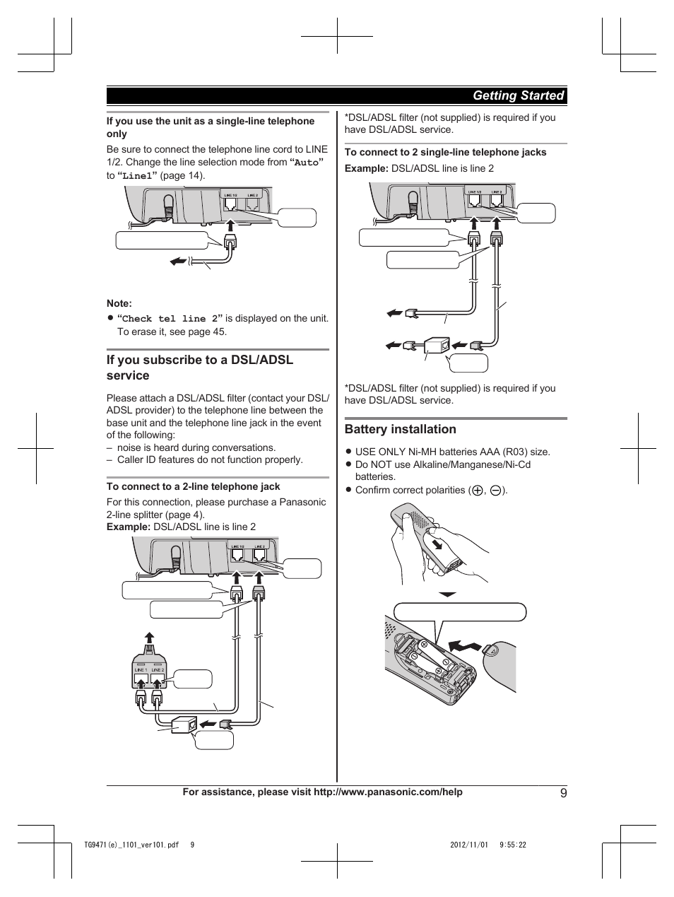 Panasonic KX-TG9471 User Manual | Page 9 / 64