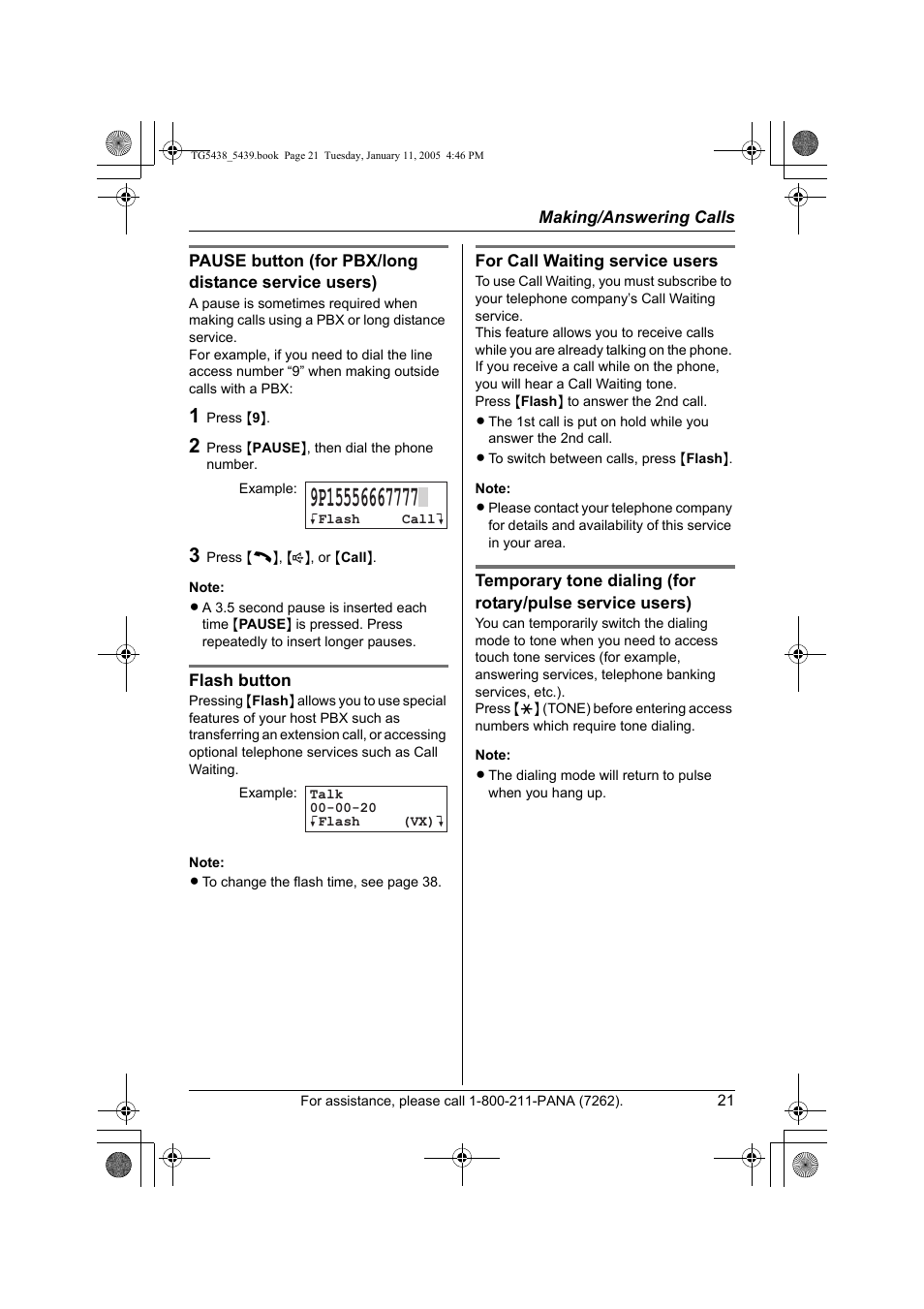 Panasonic KX-TG5438 User Manual | Page 21 / 72