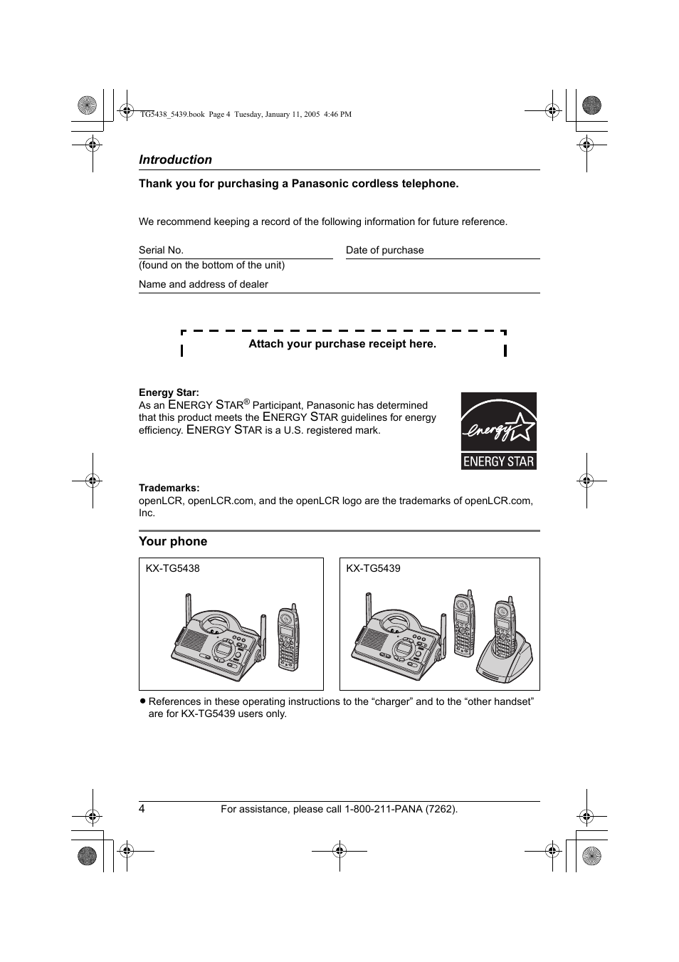 Panasonic KX-TG5438 User Manual | Page 4 / 72