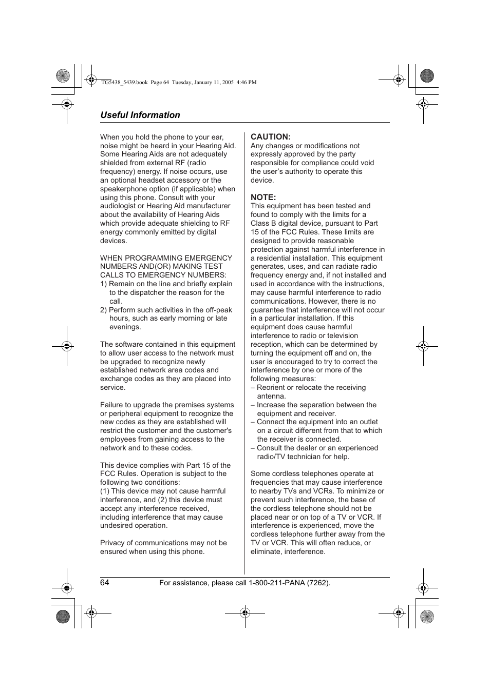 Panasonic KX-TG5438 User Manual | Page 64 / 72
