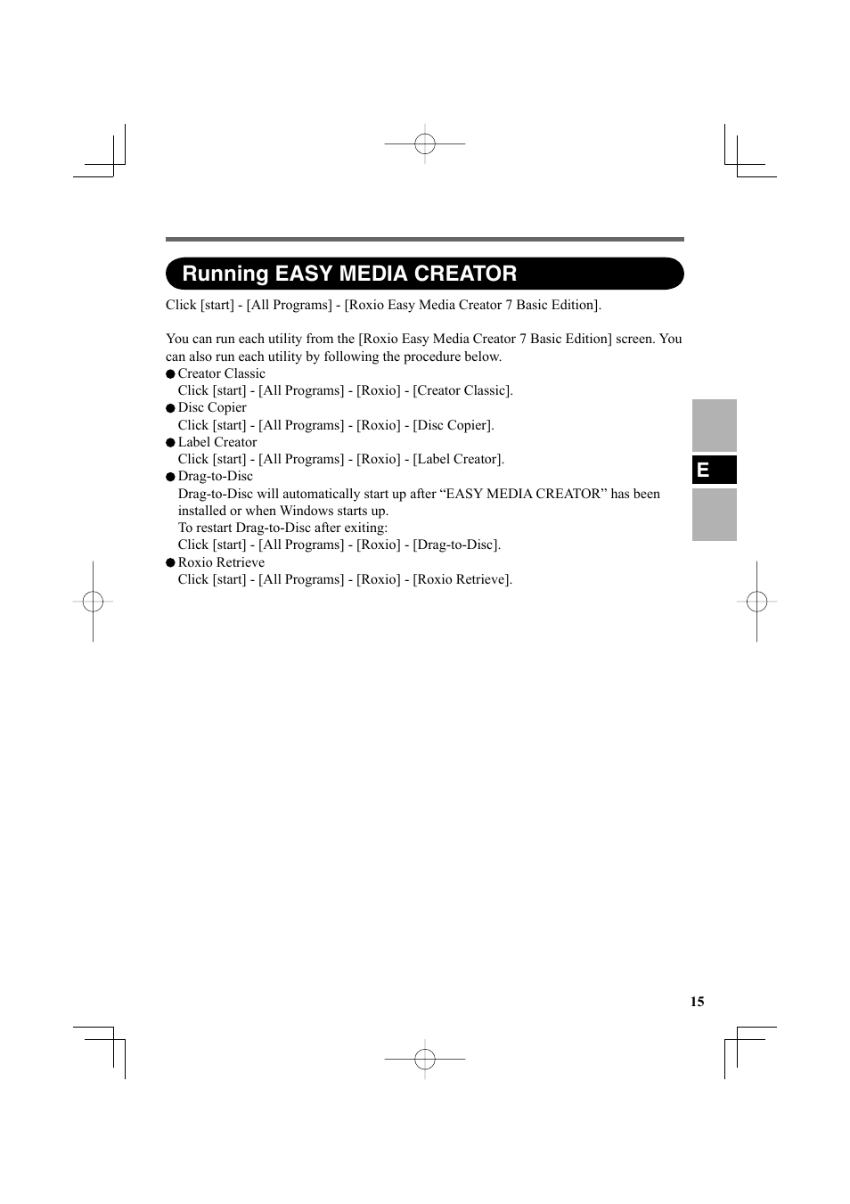 Running easy media creator | Panasonic CF-VDR301U User Manual | Page 15 / 80