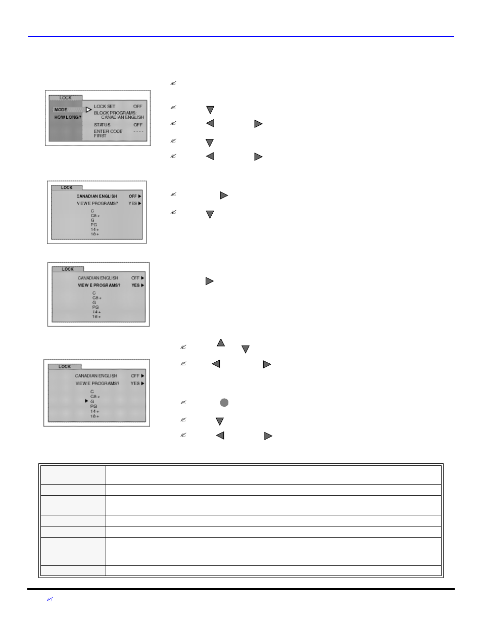 Rating systems for canada, V-chip m | Panasonic CT 27D32 User Manual | Page 32 / 80
