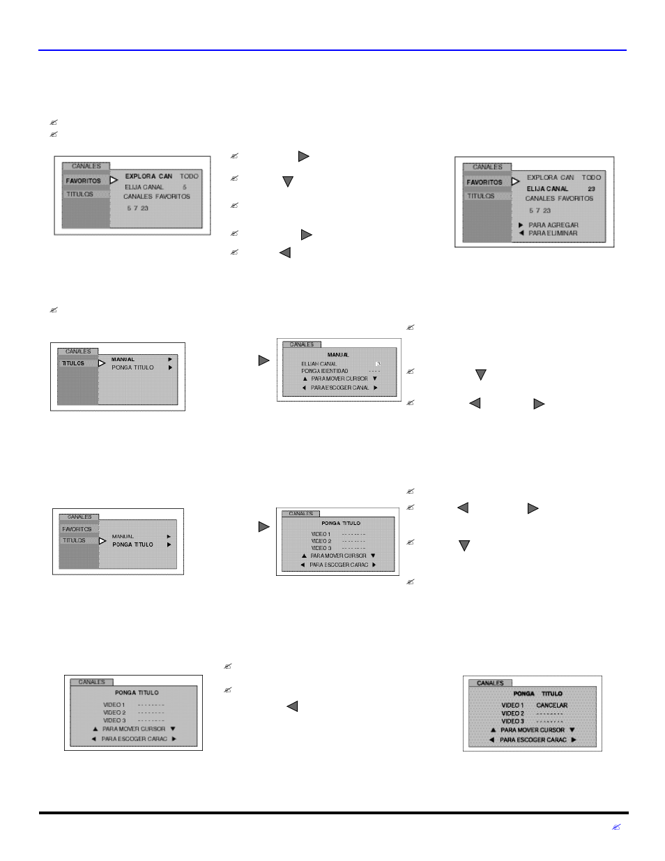 Canales, Titulos | Panasonic CT 27D32 User Manual | Page 67 / 80