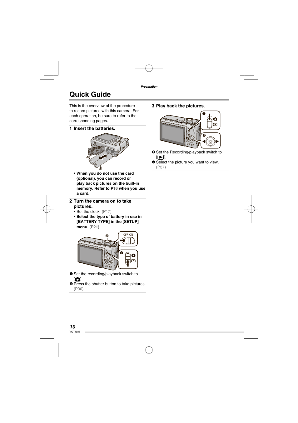 Quick guide | Panasonic DMC-LZ8 User Manual | Page 10 / 140