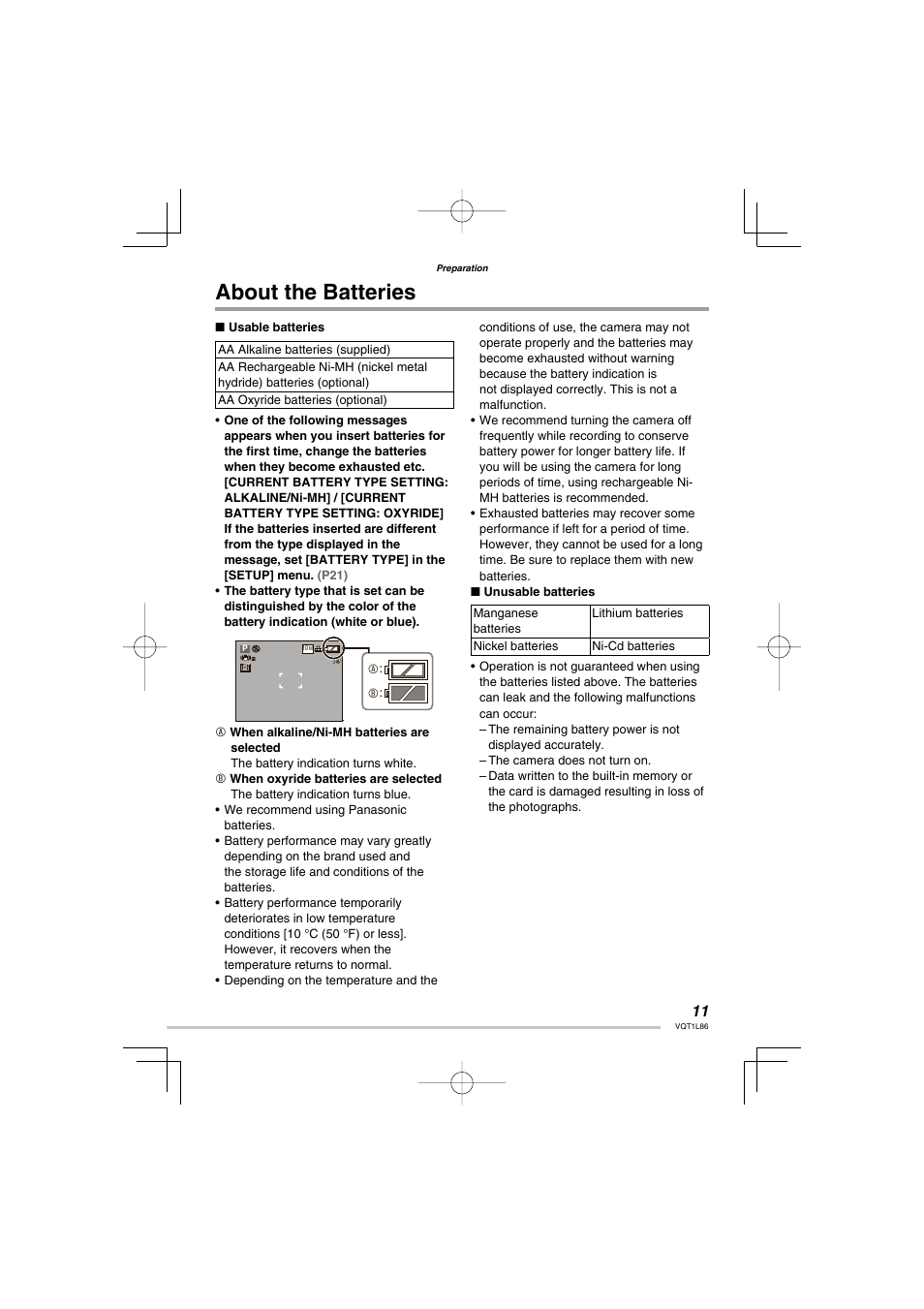 About the batteries | Panasonic DMC-LZ8 User Manual | Page 11 / 140