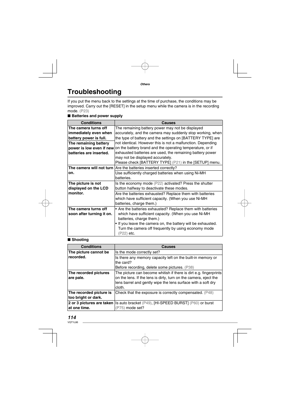 Troubleshooting | Panasonic DMC-LZ8 User Manual | Page 114 / 140