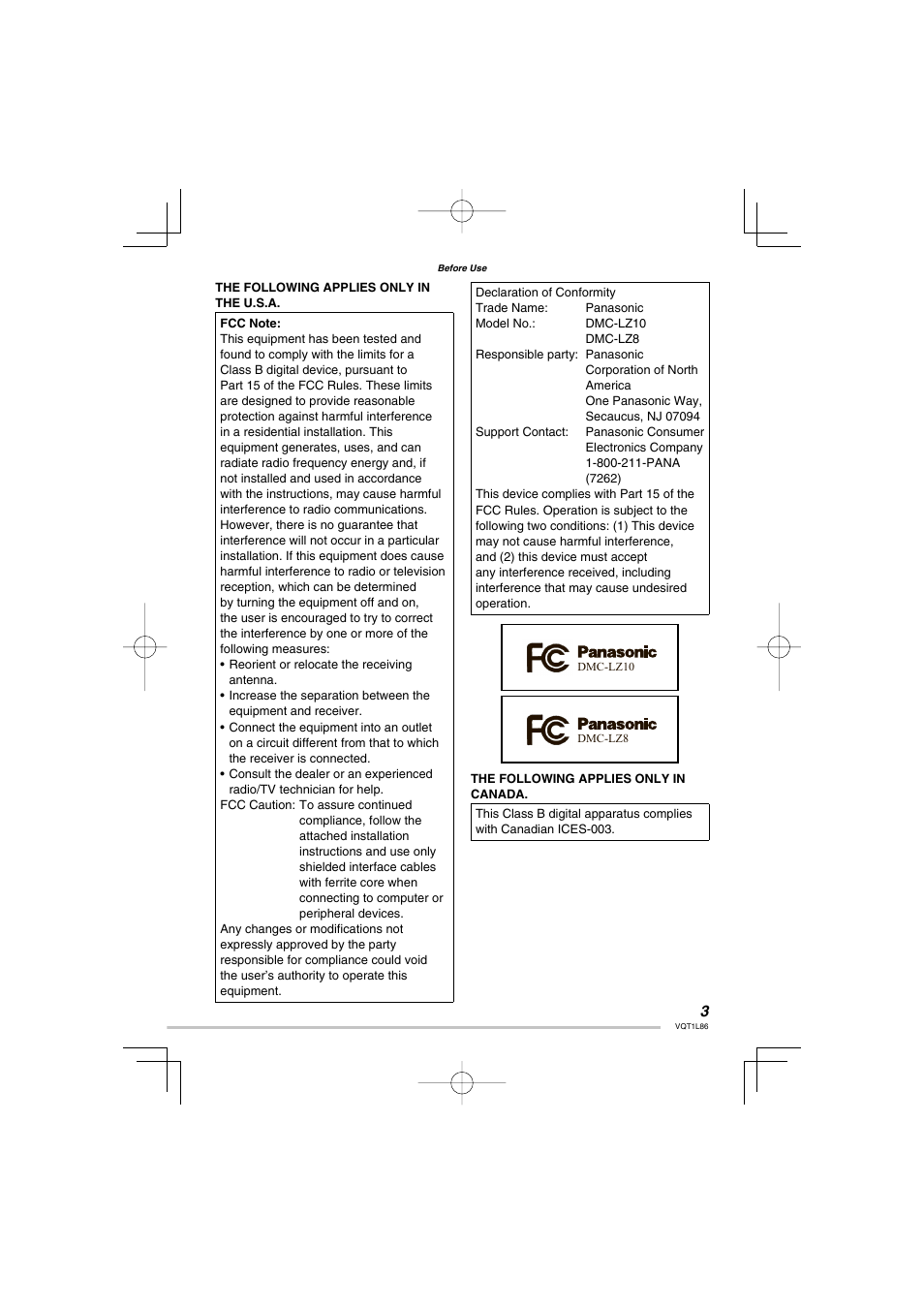 Panasonic DMC-LZ8 User Manual | Page 3 / 140