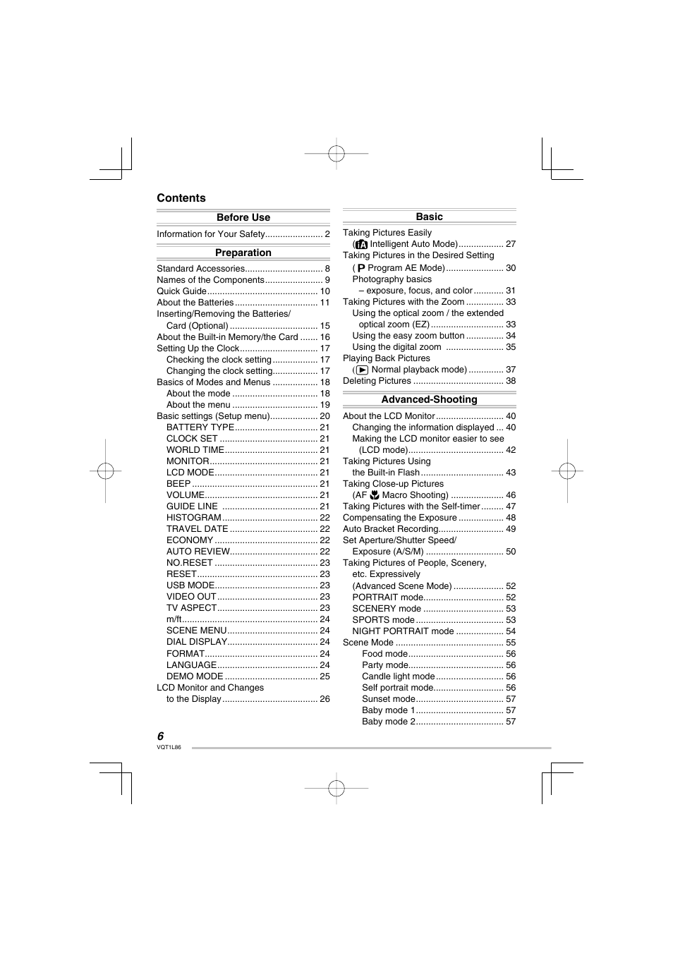 Panasonic DMC-LZ8 User Manual | Page 6 / 140