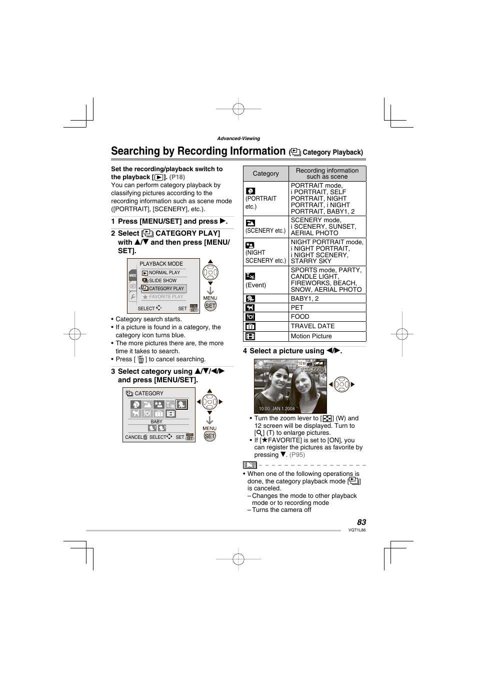 Searching by recording information | Panasonic DMC-LZ8 User Manual | Page 83 / 140