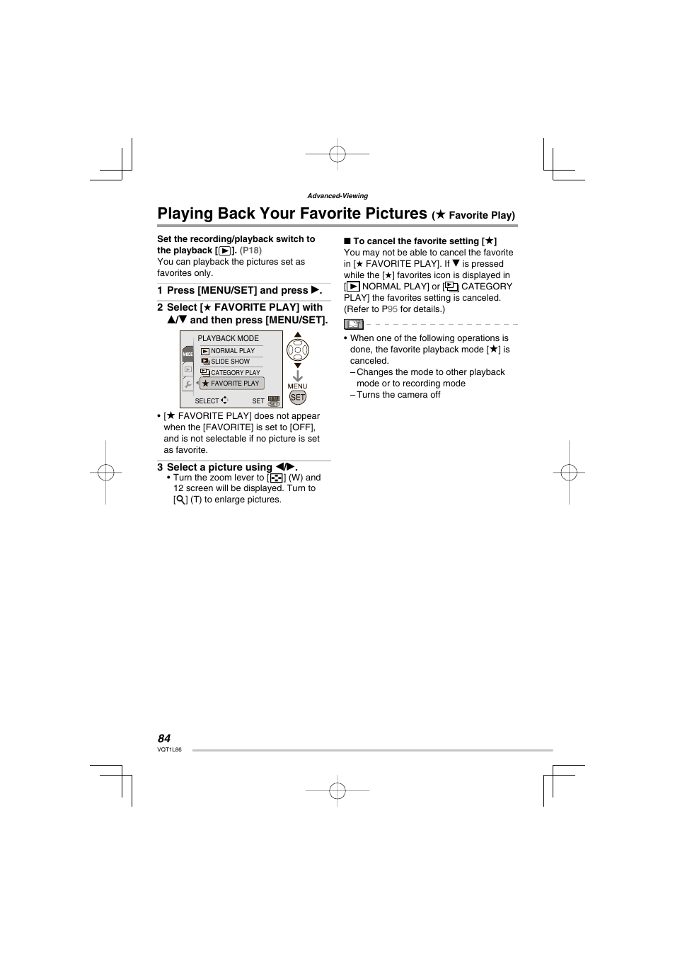Playing back your favorite pictures | Panasonic DMC-LZ8 User Manual | Page 84 / 140