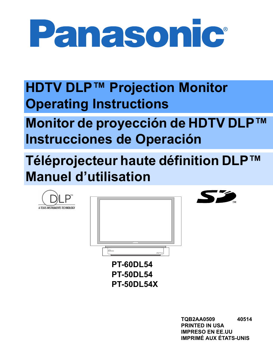 Panasonic PT-50DL54X User Manual | 112 pages