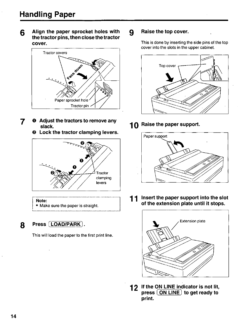 Handling paper | Panasonic KX-P 1131 User Manual | Page 14 / 44