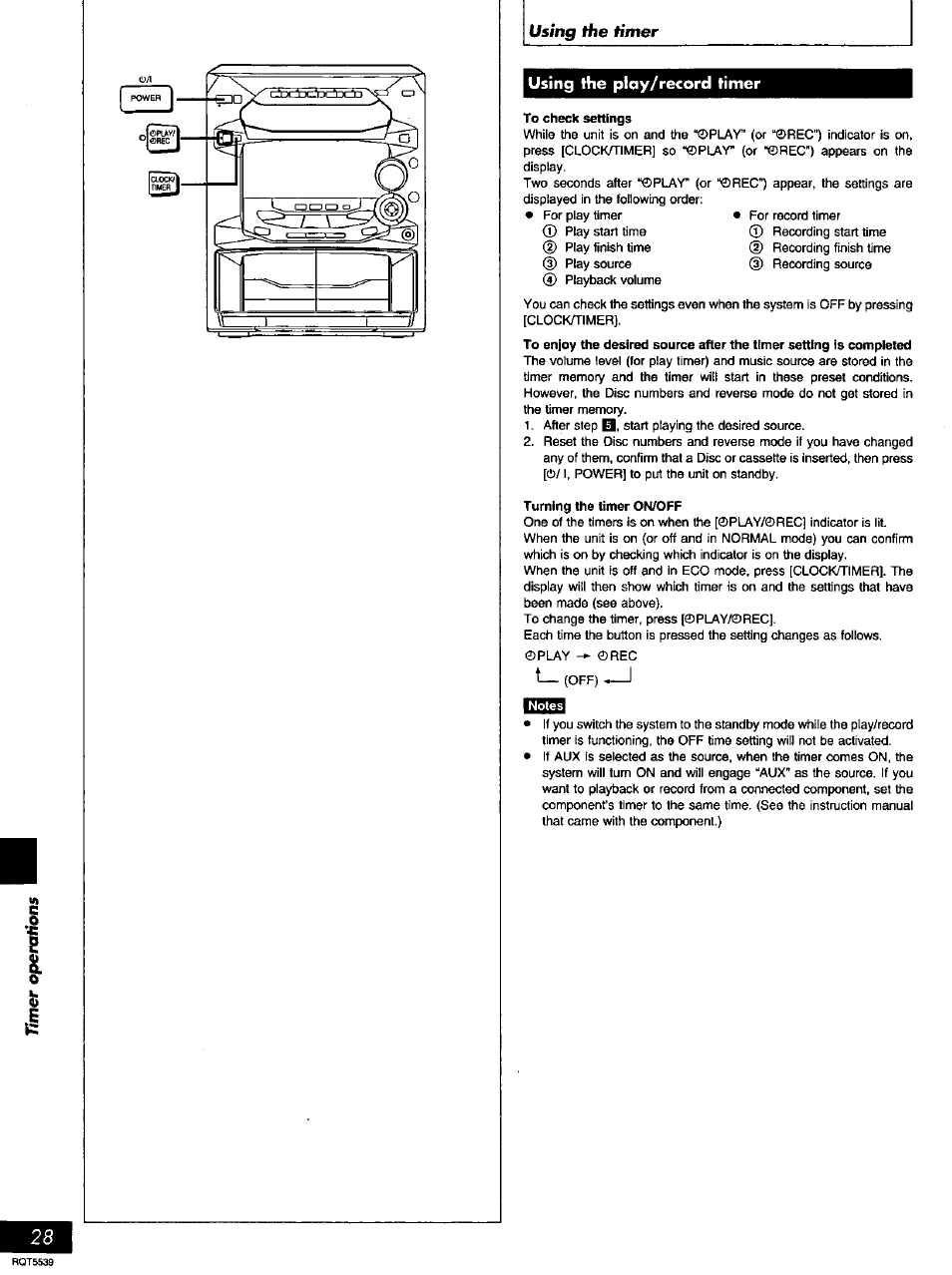 Using the timer | Panasonic SC-AK14 User Manual | Page 28 / 32