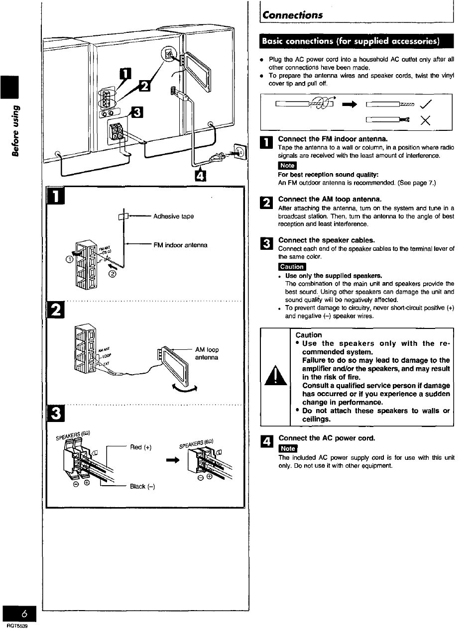 Connections | Panasonic SC-AK14 User Manual | Page 6 / 32