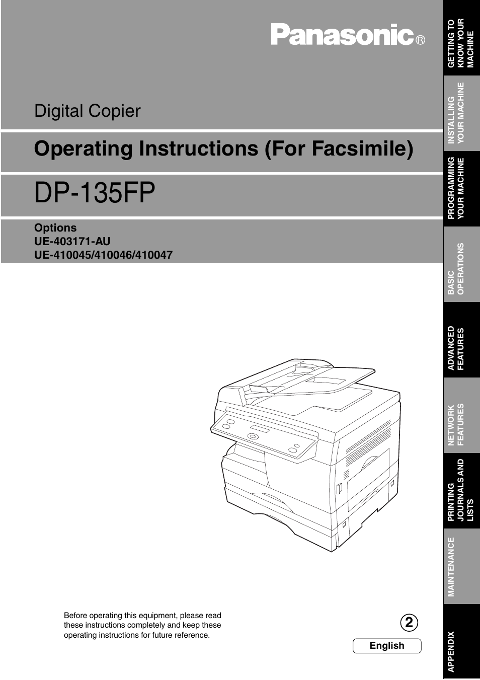 Panasonic DP-135FP User Manual | 114 pages