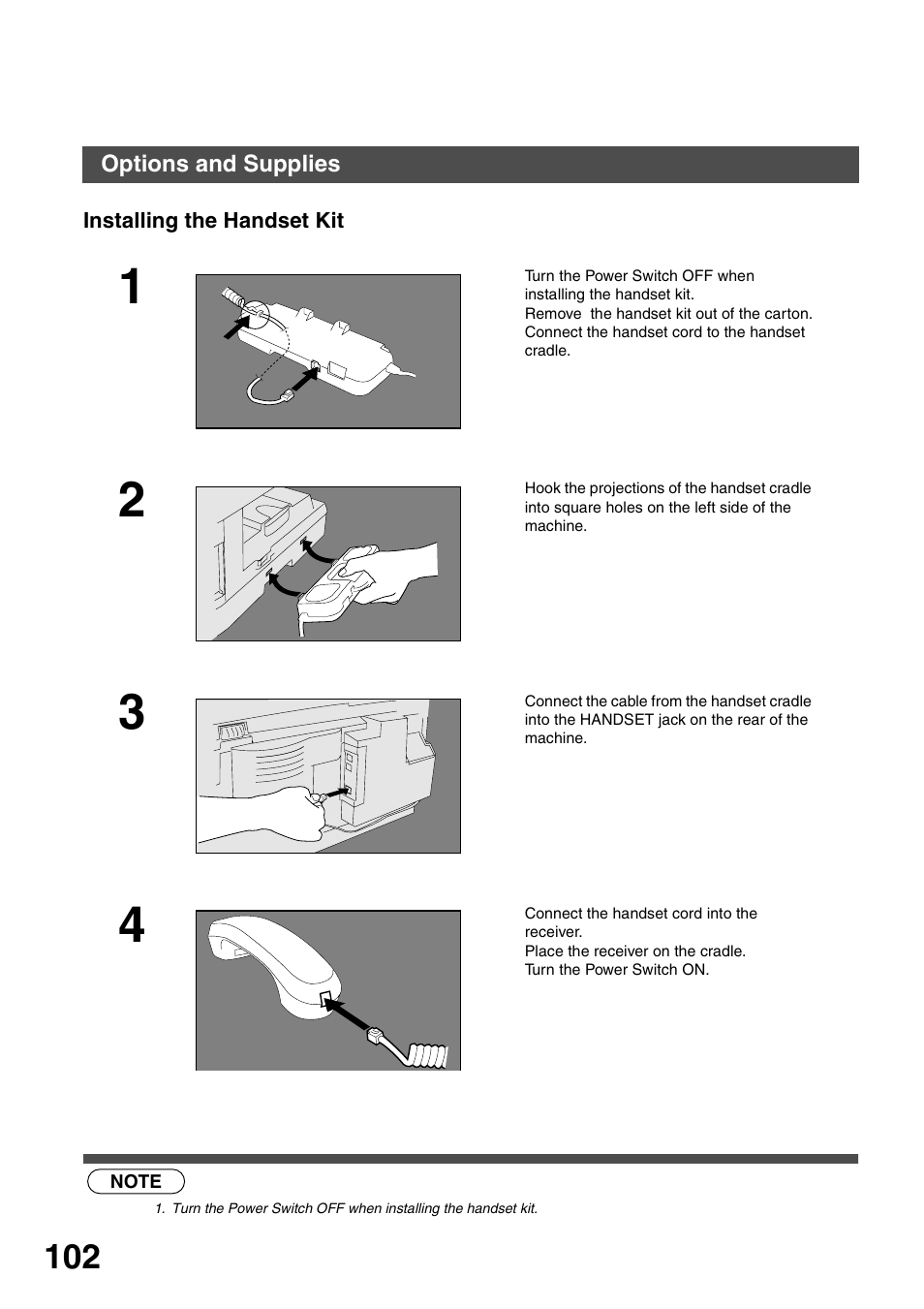 Installing the handset kit | Panasonic DP-135FP User Manual | Page 102 / 114