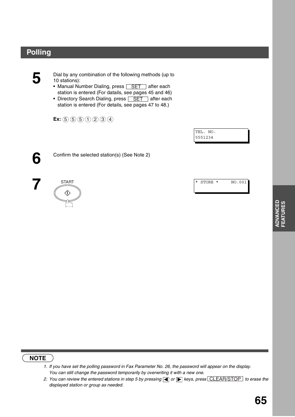 Advanced features, Polling | Panasonic DP-135FP User Manual | Page 65 / 114