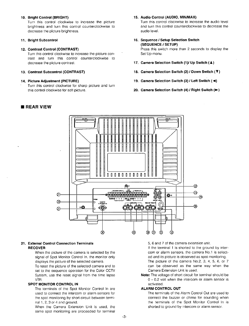 Rear view | Panasonic WV-CM143 User Manual | Page 5 / 22