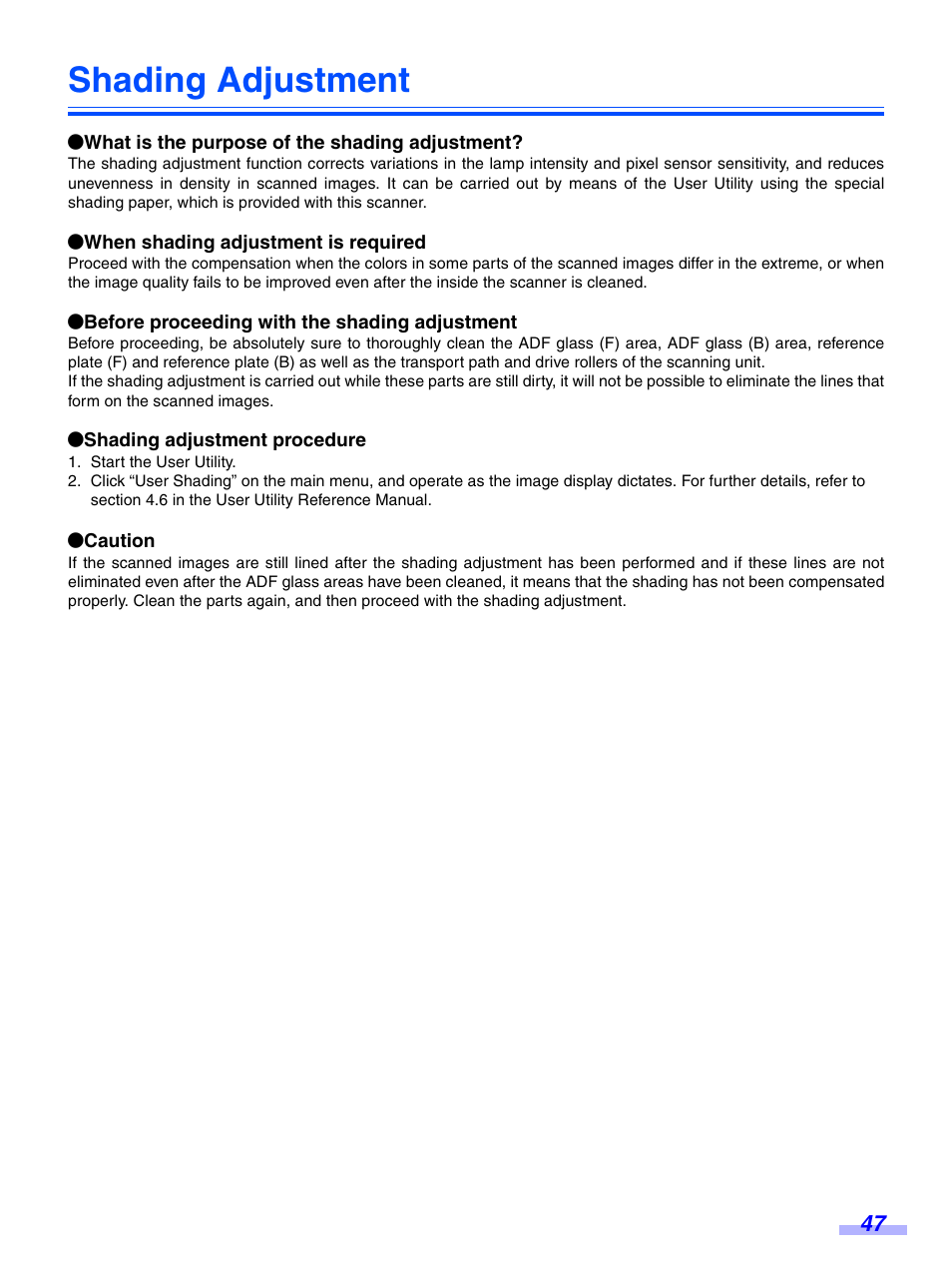 Shading adjustment | Panasonic KV-S7075C User Manual | Page 47 / 53