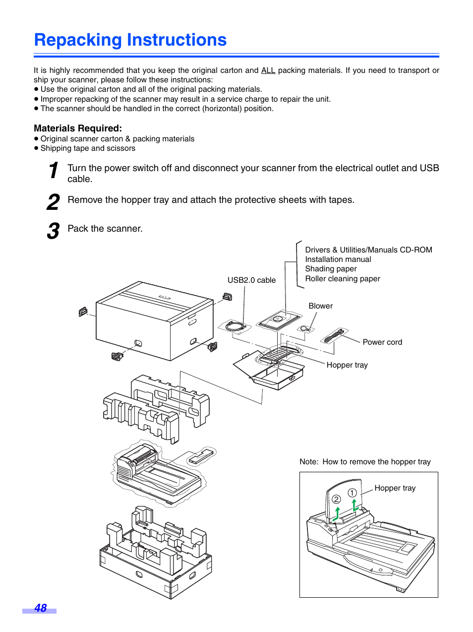 Repacking instructions | Panasonic KV-S7075C User Manual | Page 48 / 53