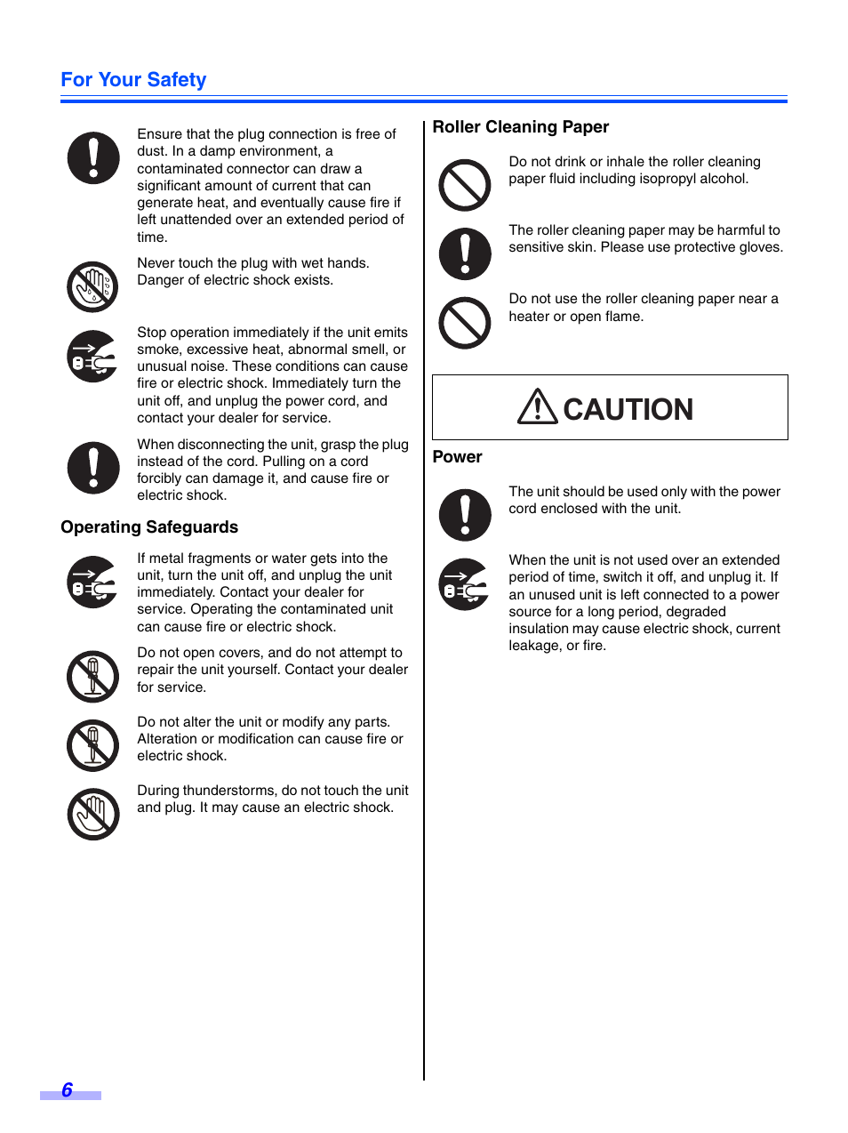Caution, For your safety 6 | Panasonic KV-S7075C User Manual | Page 6 / 53
