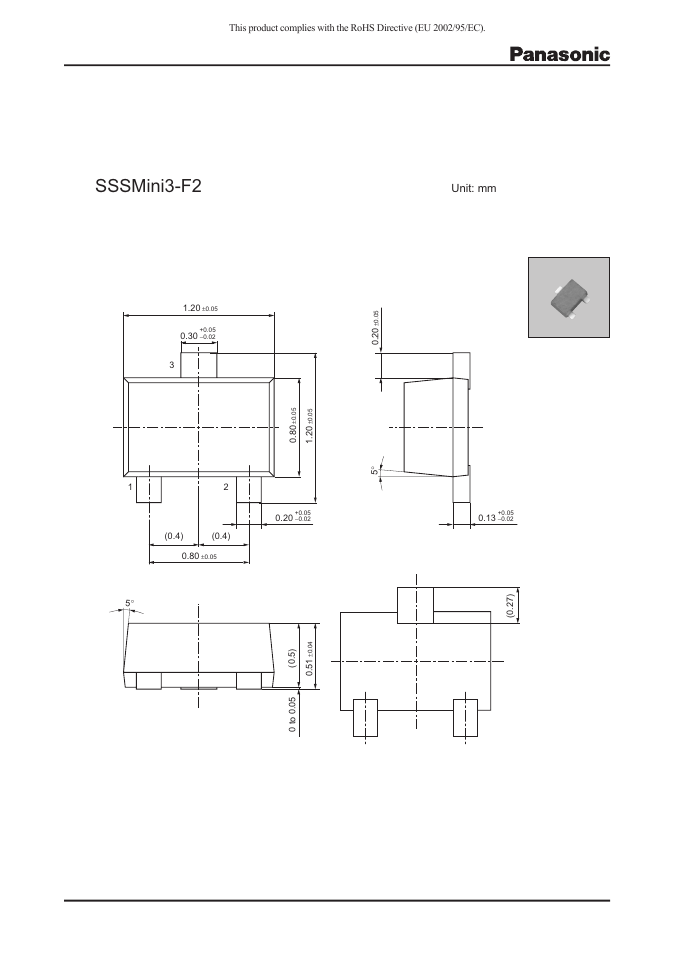 Sssmini3-f2, Unit: mm | Panasonic 2SC6036G User Manual | Page 3 / 4