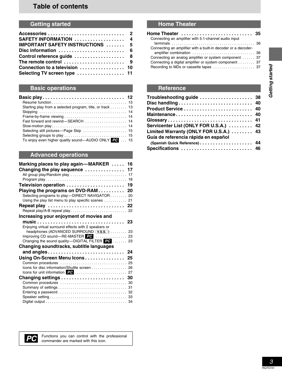 Panasonic DVD-H2000 User Manual | Page 3 / 88