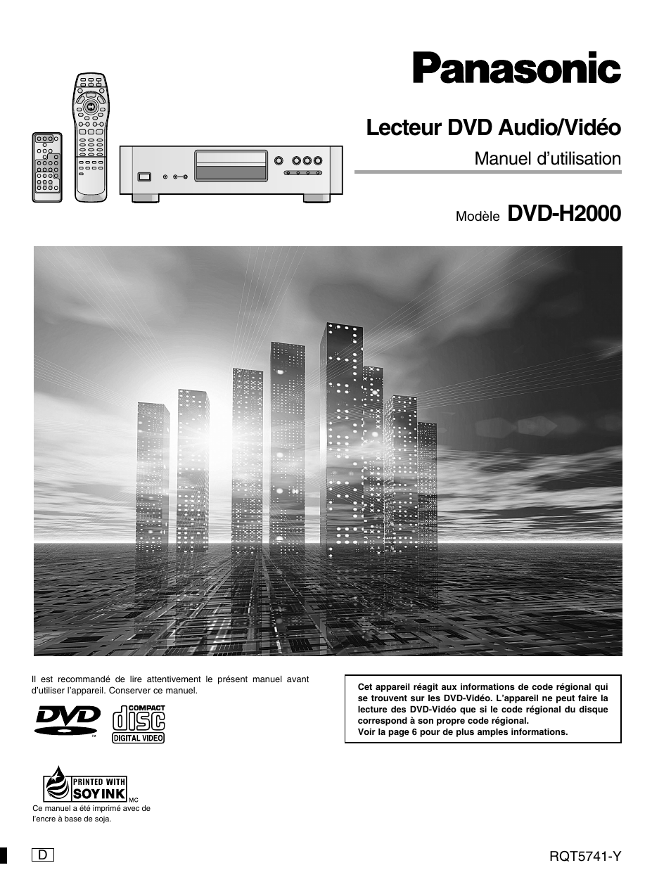 Lecteur dvd audio/vidéo, Dvd-h2000, Manuel d’utilisation | Panasonic DVD-H2000 User Manual | Page 47 / 88