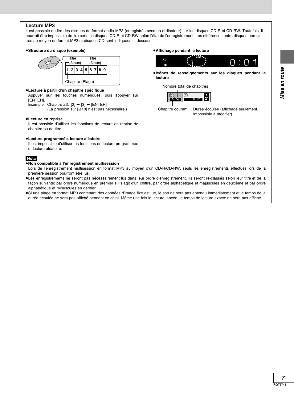 Mise en route lecture mp3 | Panasonic DVD-H2000 User Manual | Page 53 / 88