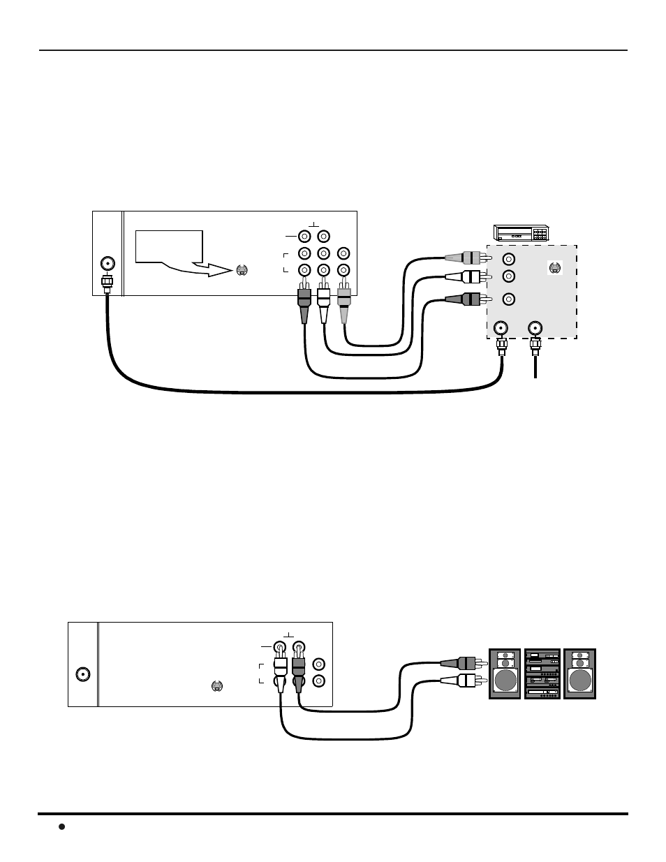 Optional equipment connections, Amplifier (to audio amp), Vcr connection | Amplifier connection (to audio amp), Ptional, Quipment, Onnections, Audio adjustments | Panasonic CT-2017 User Manual | Page 8 / 72