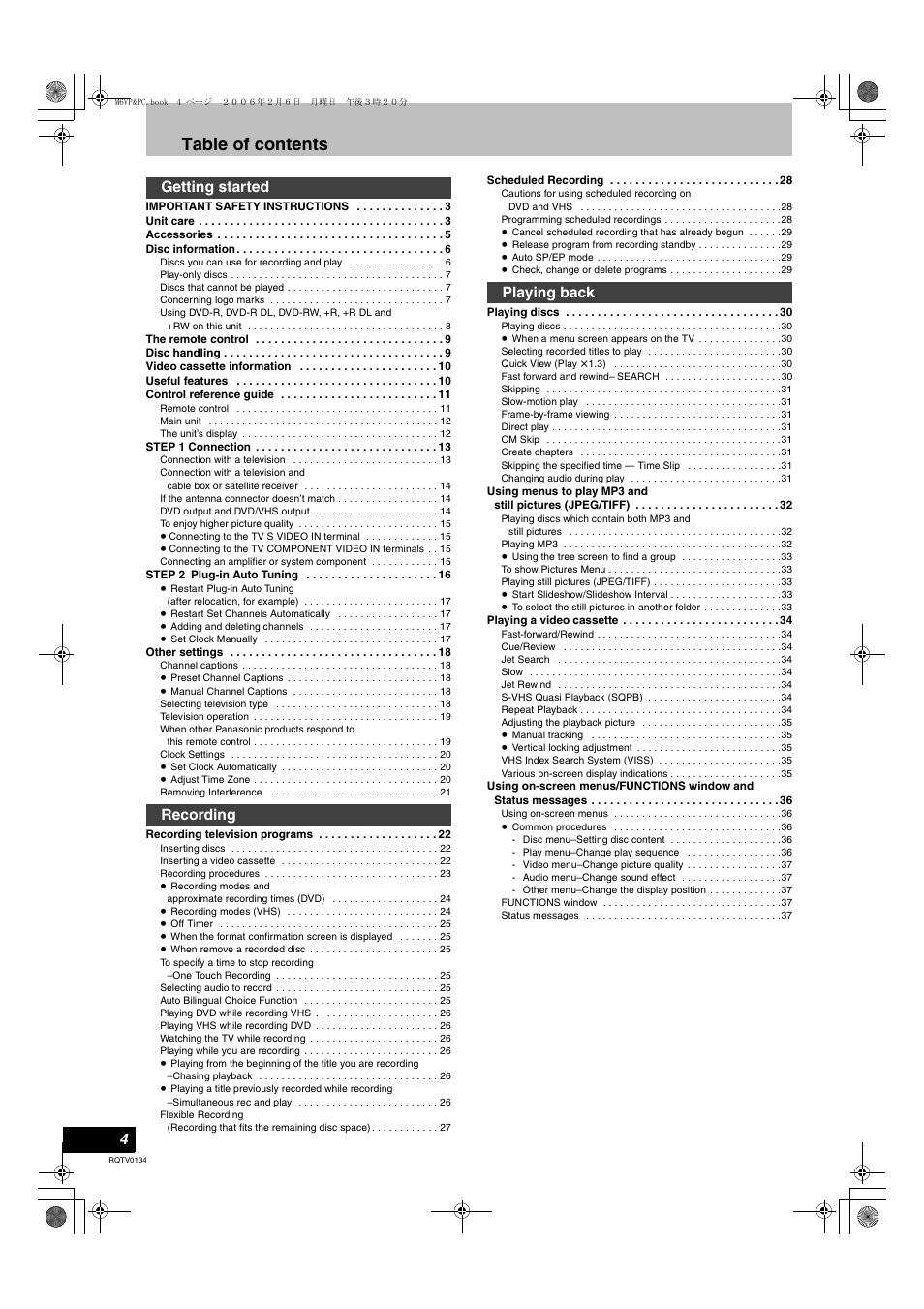 Panasonic DMR-ES35V User Manual | Page 4 / 80