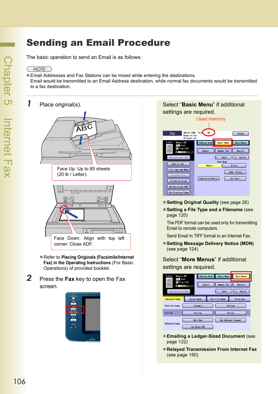 Sending an email procedure, Cha pter 5 internet f ax | Panasonic DP-C354 User Manual | Page 106 / 220