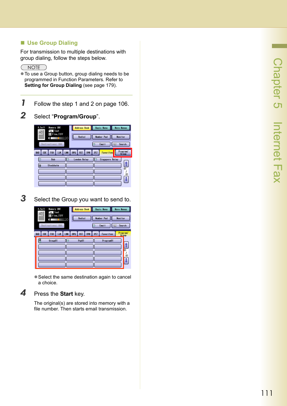 Cha pter 5 internet f ax | Panasonic DP-C354 User Manual | Page 111 / 220