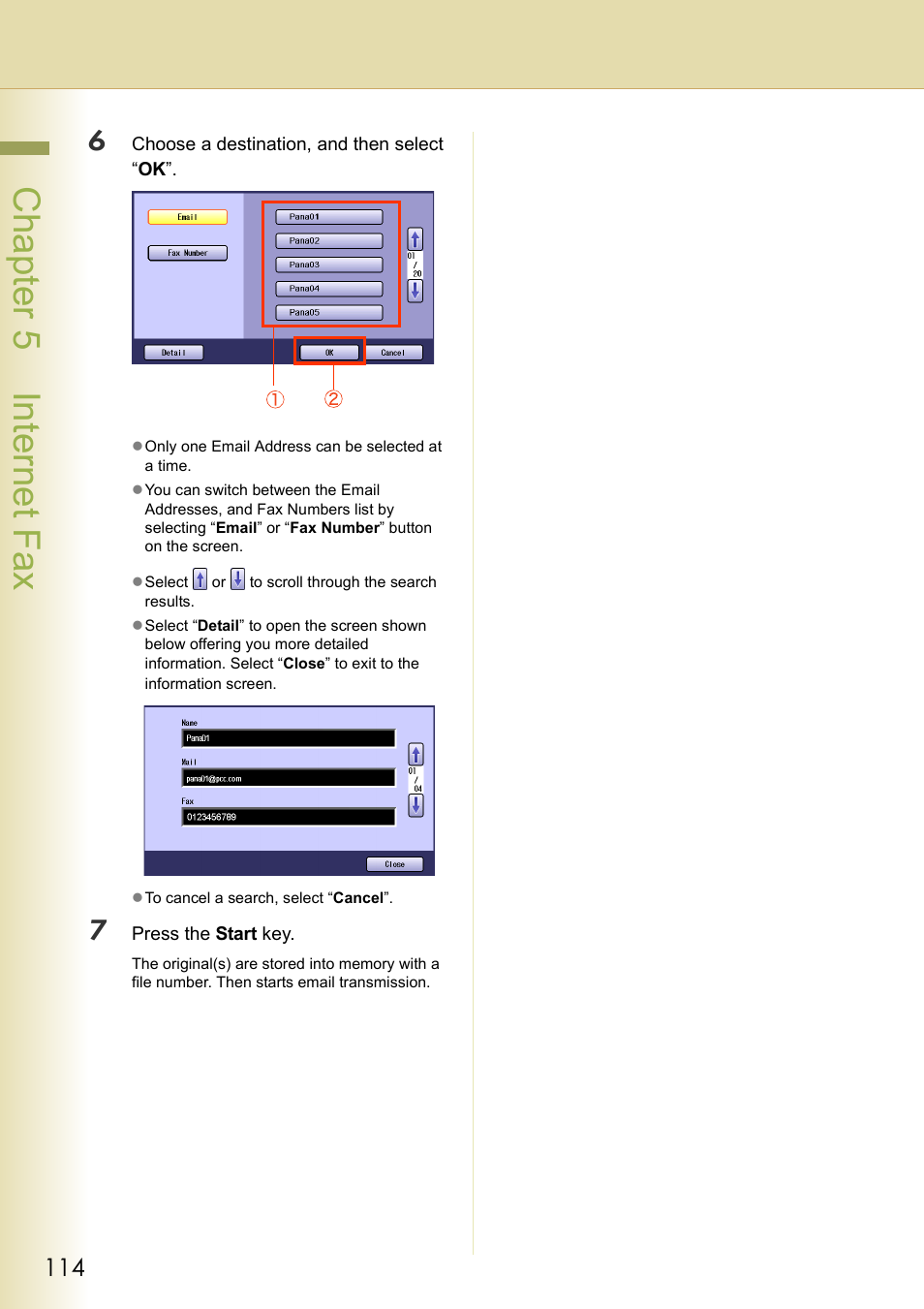 Cha pter 5 internet f ax | Panasonic DP-C354 User Manual | Page 114 / 220