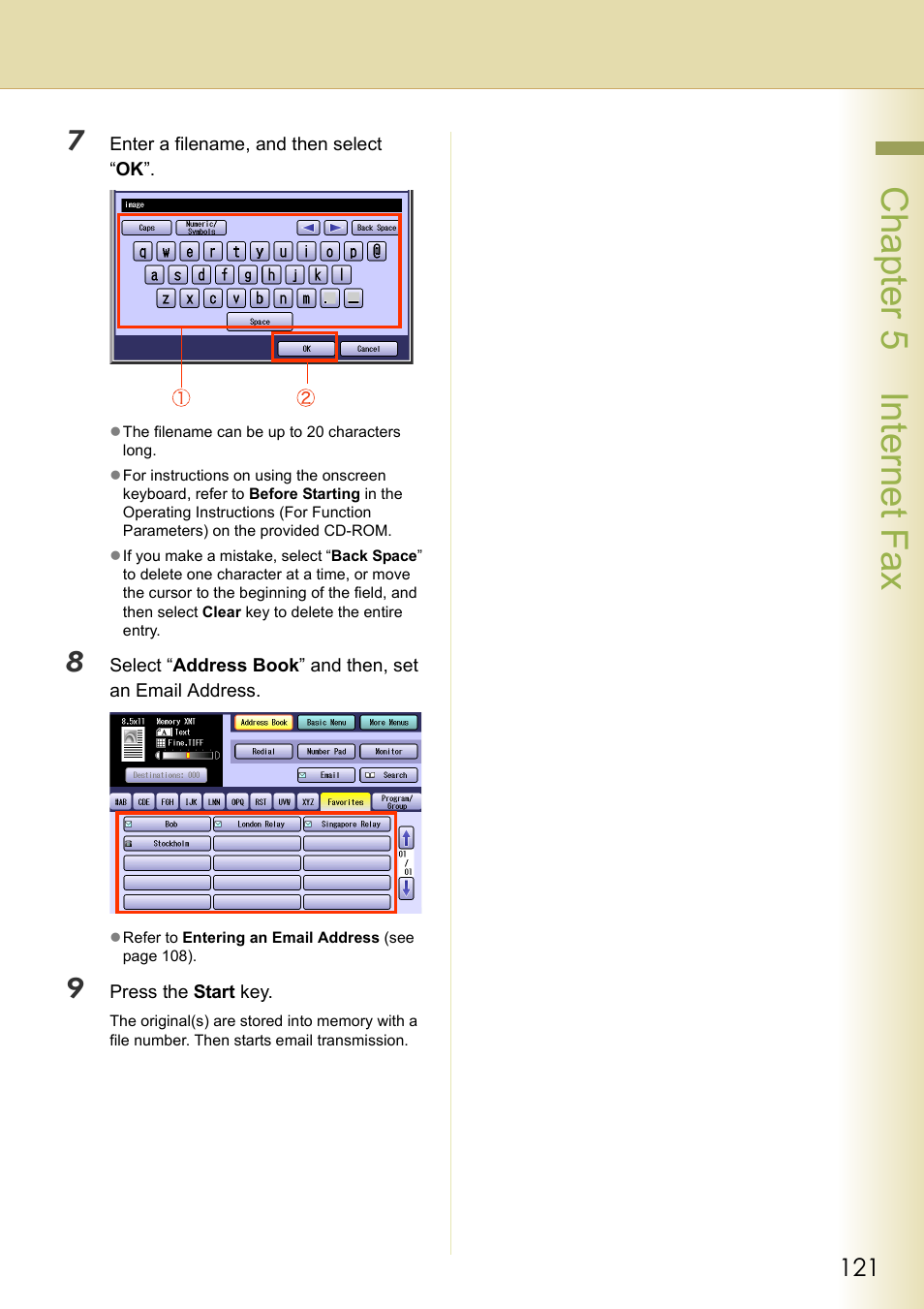 Cha pter 5 internet f ax | Panasonic DP-C354 User Manual | Page 121 / 220