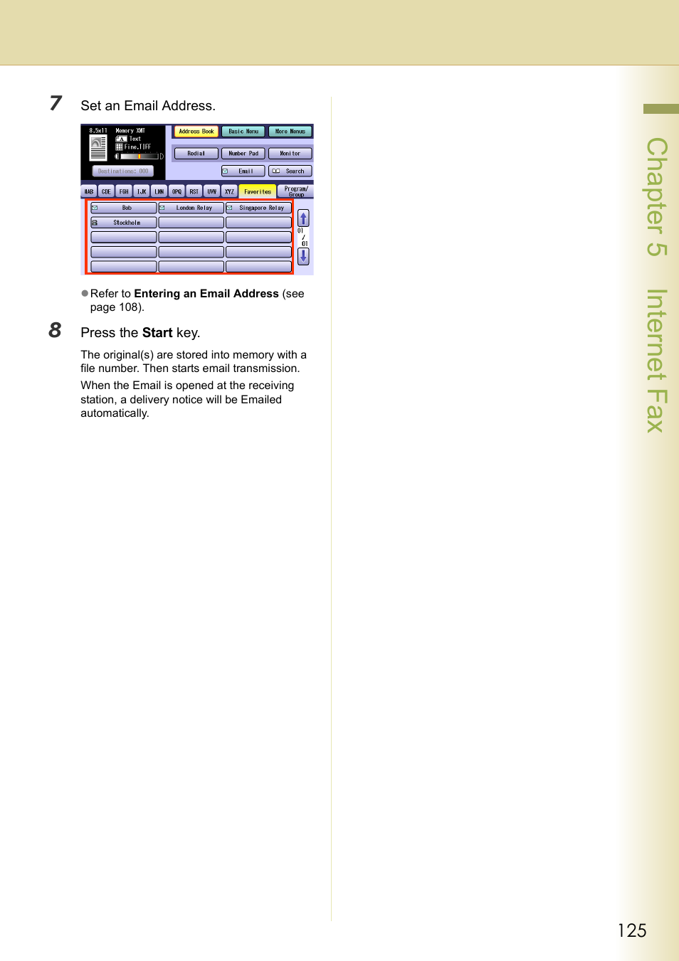 Cha pter 5 internet f ax | Panasonic DP-C354 User Manual | Page 125 / 220
