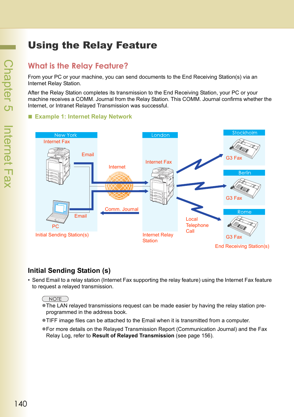 Using the relay feature, What is the relay feature, Cha pter 5 internet f ax | Panasonic DP-C354 User Manual | Page 140 / 220