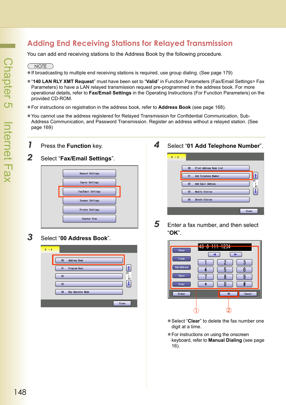 Cha pter 5 internet f ax | Panasonic DP-C354 User Manual | Page 148 / 220