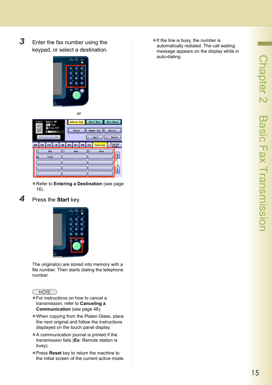 Chapter 2 basic fax transmission | Panasonic DP-C354 User Manual | Page 15 / 220