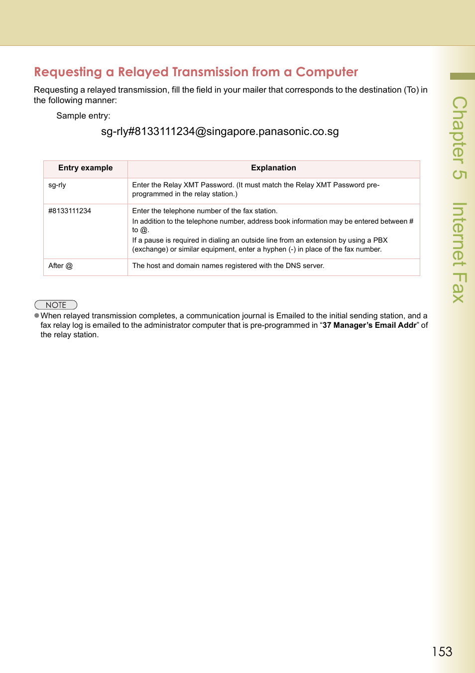 Requesting a relayed transmission from a computer, Cha pter 5 internet f ax | Panasonic DP-C354 User Manual | Page 153 / 220