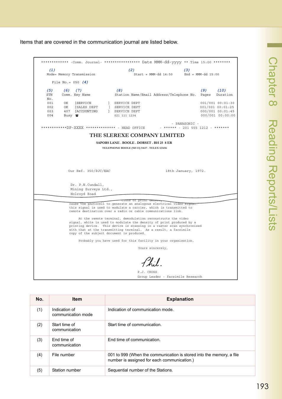 Chapt er 8 r eadi ng r epor ts/ li st s | Panasonic DP-C354 User Manual | Page 193 / 220