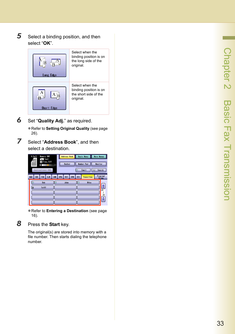 Chapter 2 basic fax transmission | Panasonic DP-C354 User Manual | Page 33 / 220